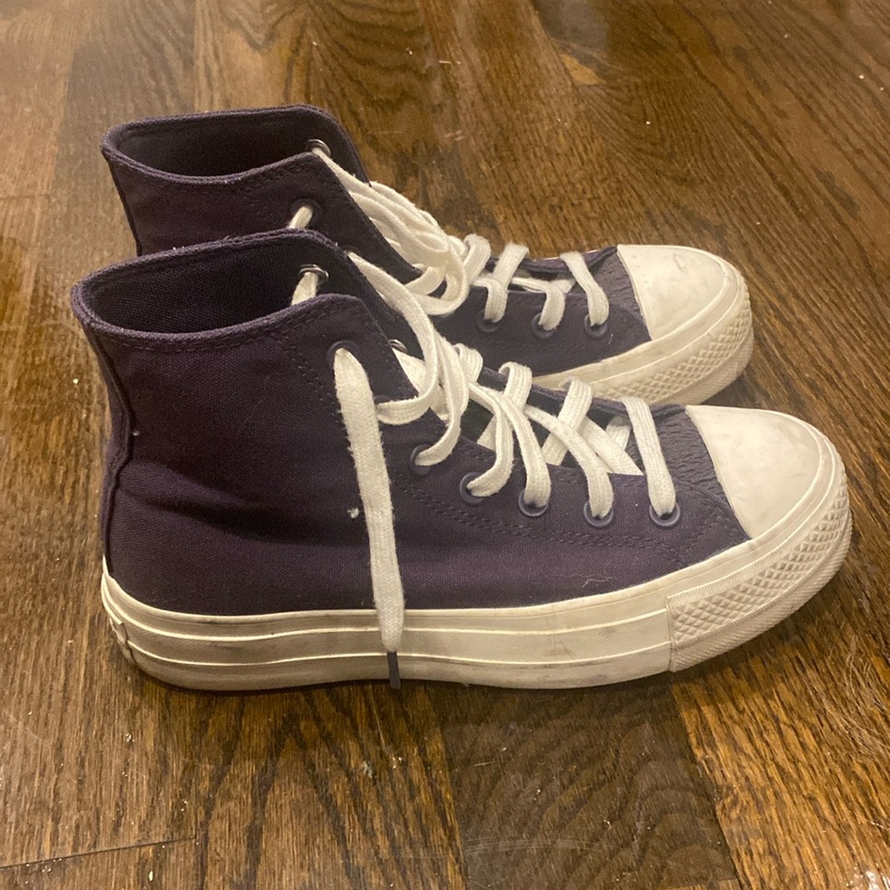Barely worn purple platform Converse high tops